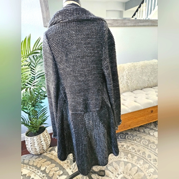 ALBINAAS ALPACA-Black & Gray Peruvian Alpaca Circle Jacket Coat Peplum Style - Picture 7 of 15